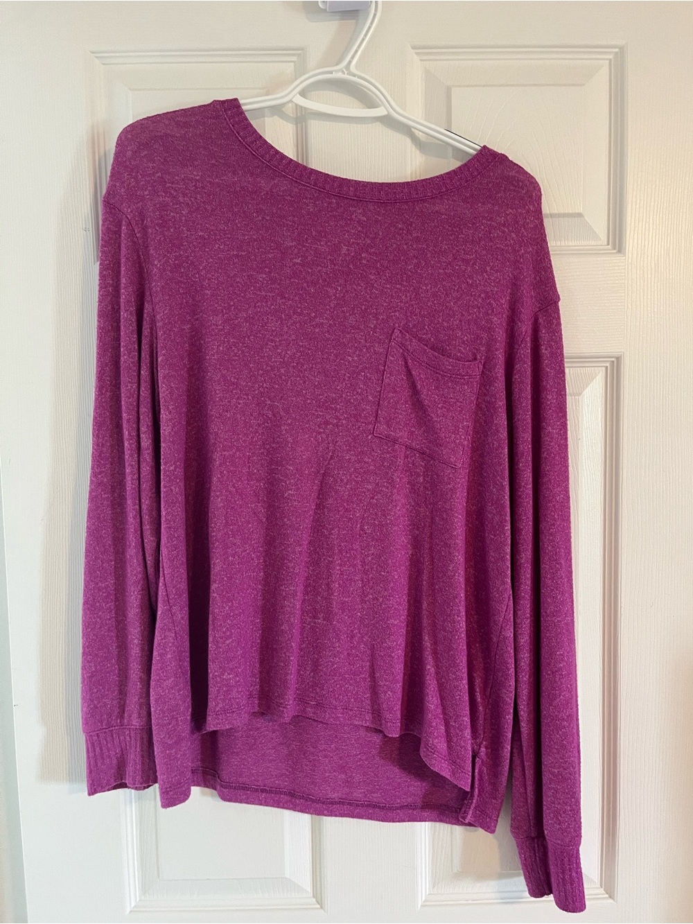 Target Women's Heathered Raspberry Long-Sleeve Pocket Tee